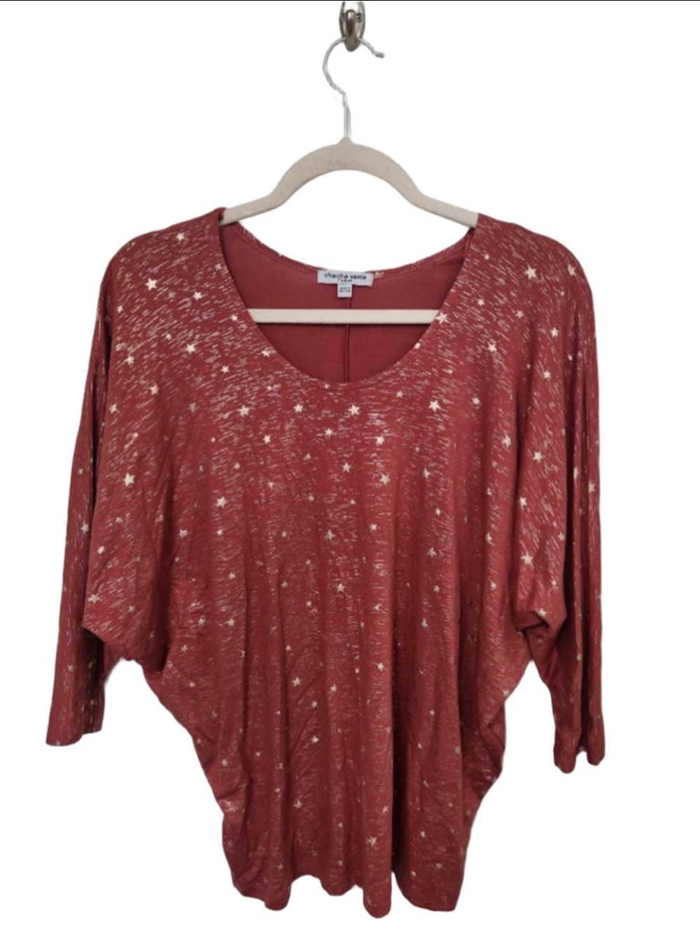 Cha Cha Vente Rust Gold Star Long Sleeve Tee Medium